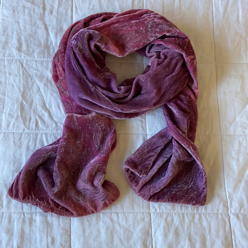 Velvet Ombré Floral Printed Scarf Pink & Purple